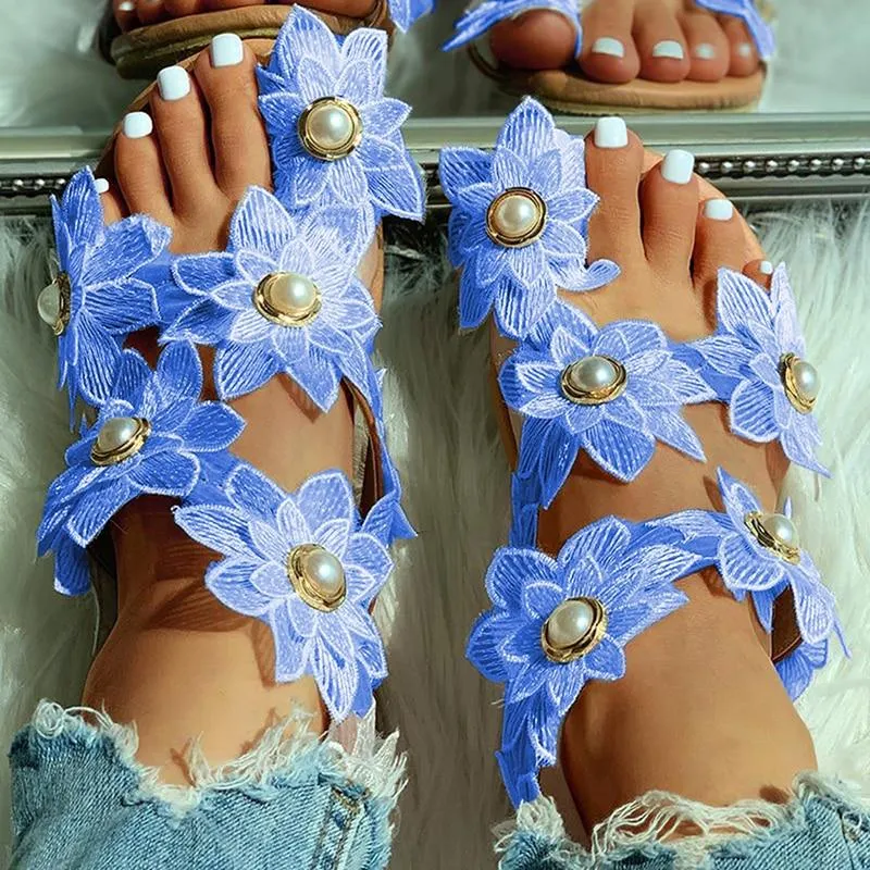 Women Flower Design Flat Bohemian Casual Beach Sandals