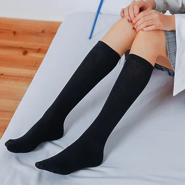 Women Long Warm Thigh High Striped Trim Top Stockings