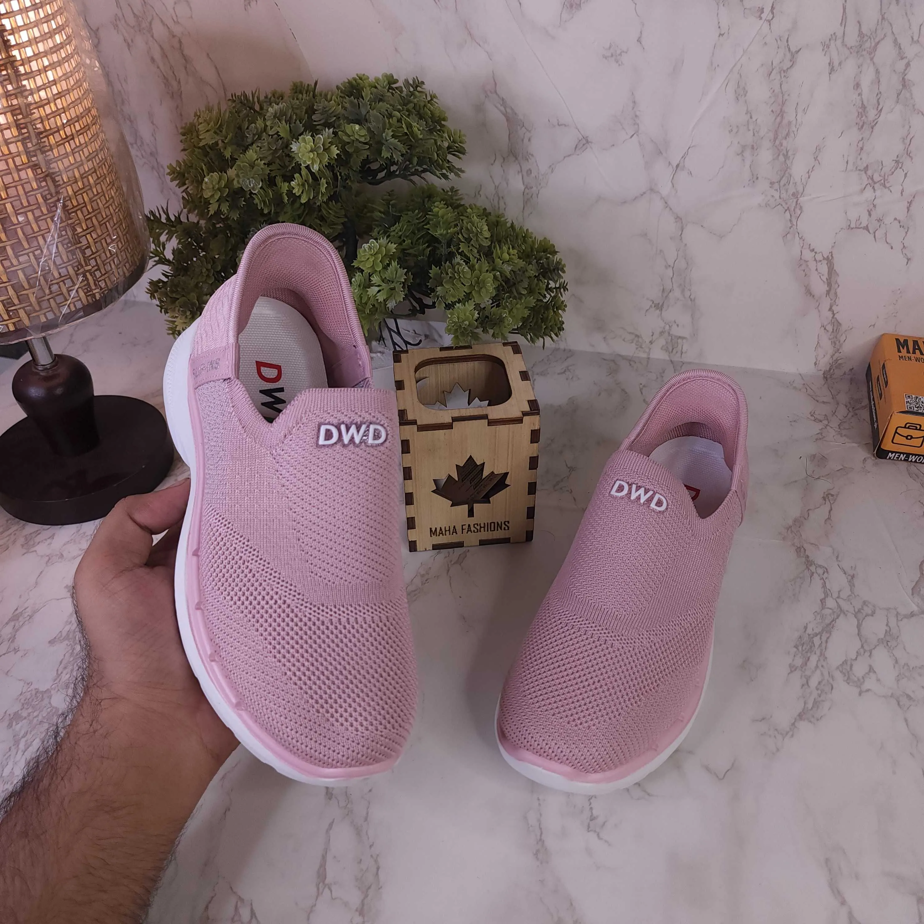 Women Pink Slip On Sneakers