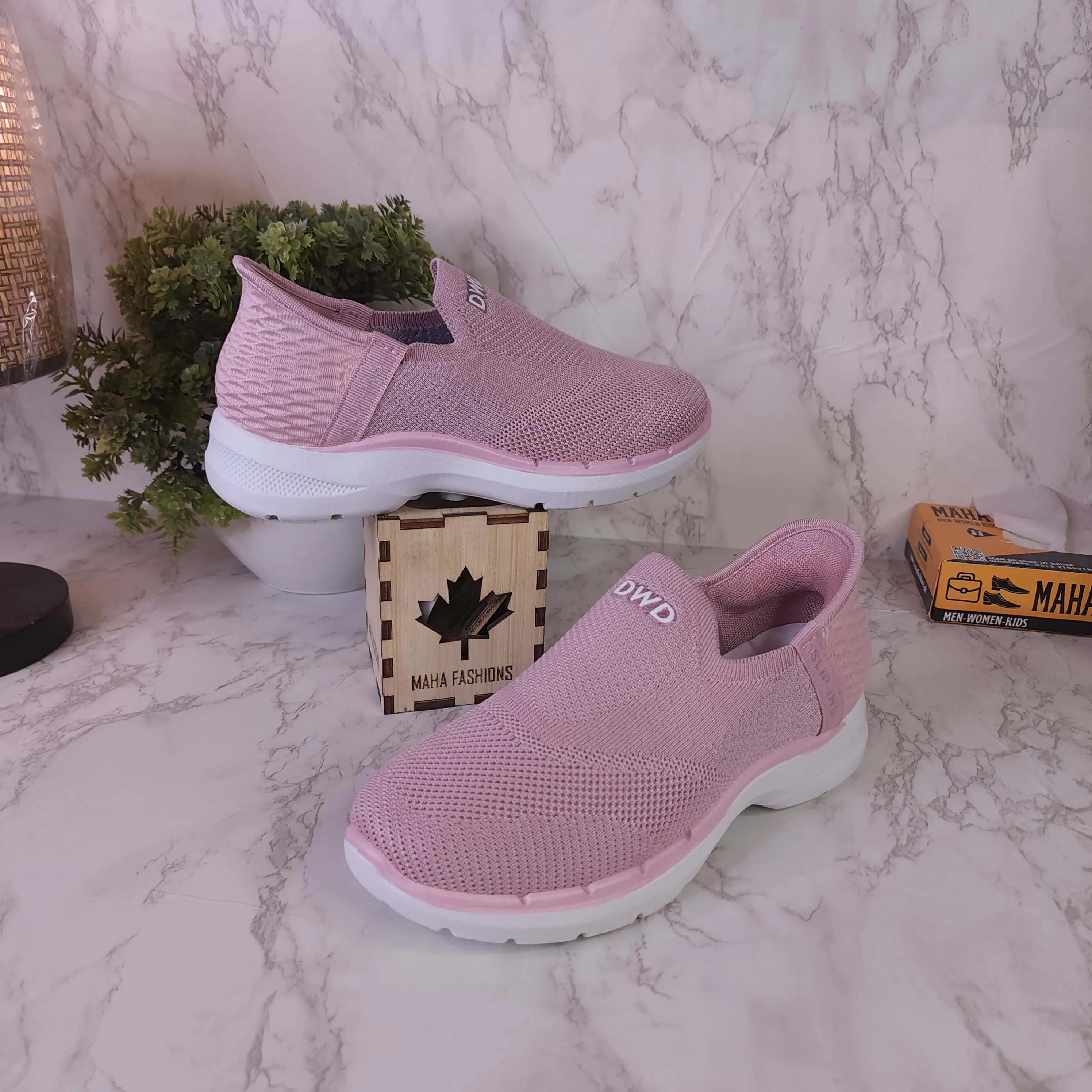 Women Pink Slip On Sneakers