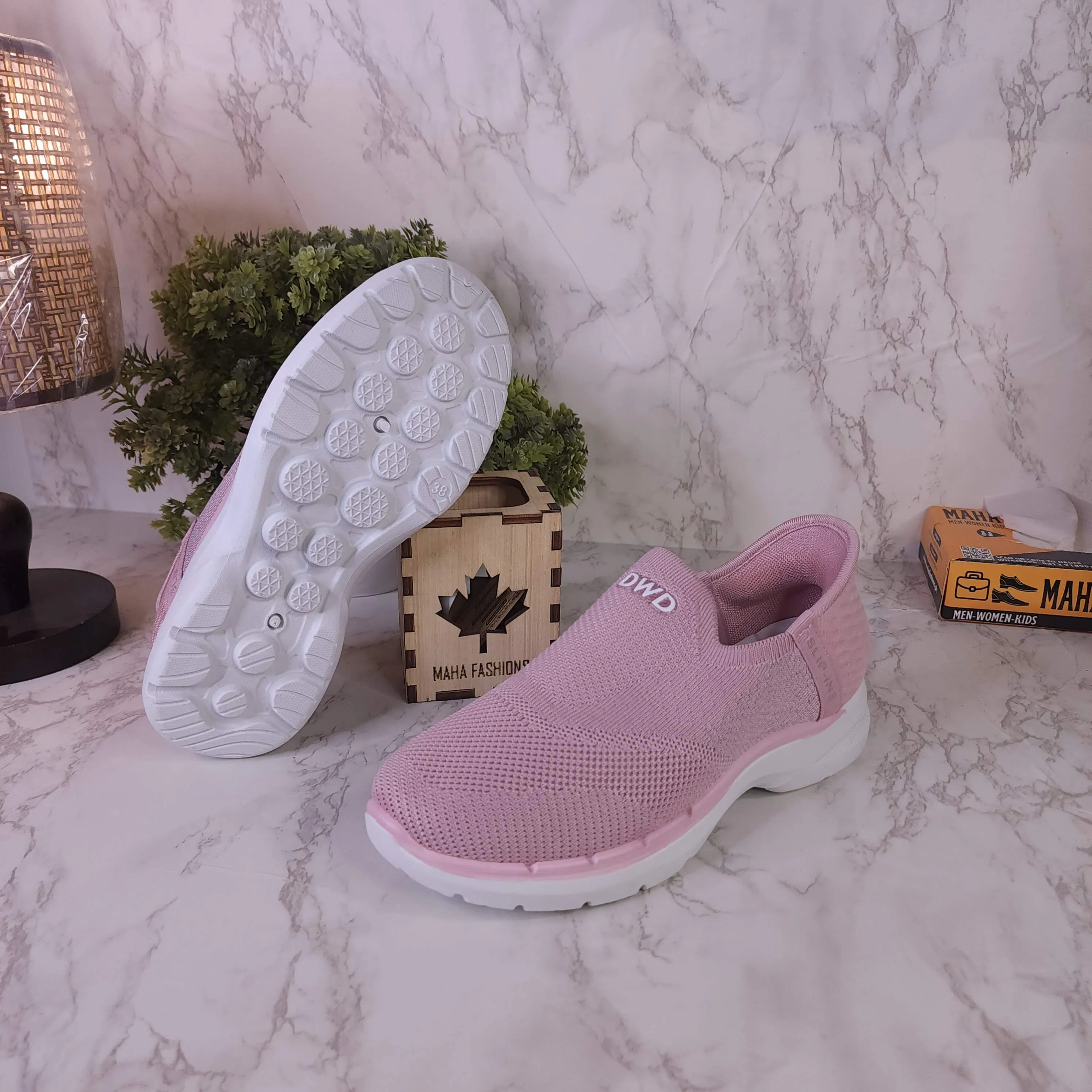 Women Pink Slip On Sneakers