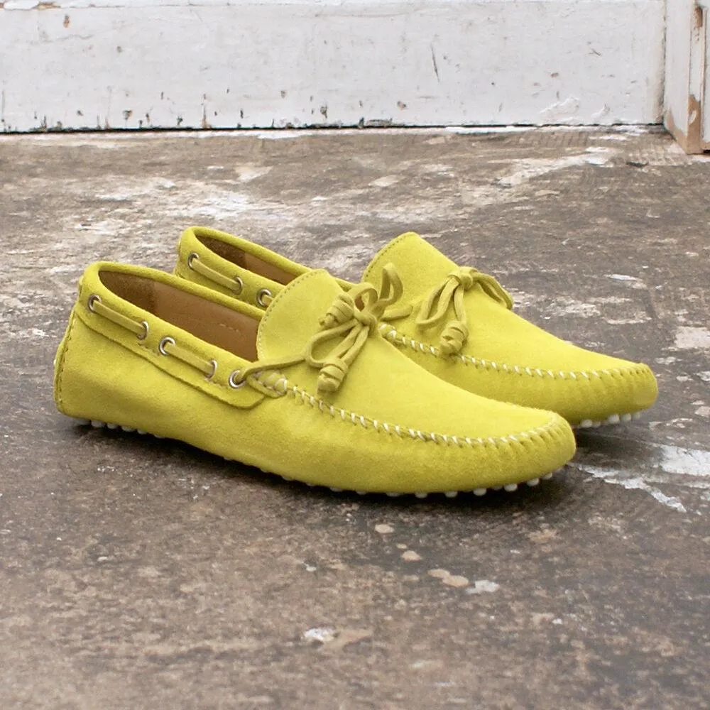 Yellow Sergio Suede Driving Loafer Slip On Shoe